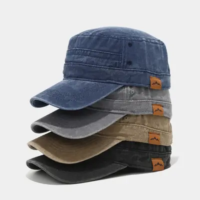 2026 Mountain Peak Leather Label Military Hat Men Women