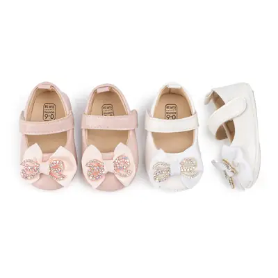 Cross-Border Spring and Autumn Baby Shoes with Bows, Cute and Shiny Baby Girl Princess Shoes, Soft-Soled Toddler Shoes, Babyshoes