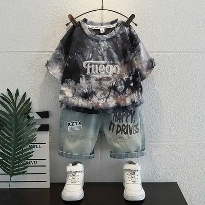 Boys Summer Outfit 2026 Tie-Dye T-Shirt & Shorts Set