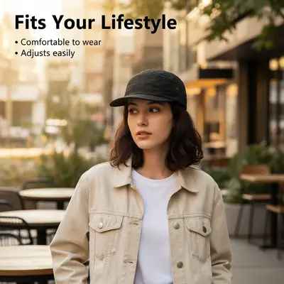 Black 5-Pan Japanese Street Style Sun Hat