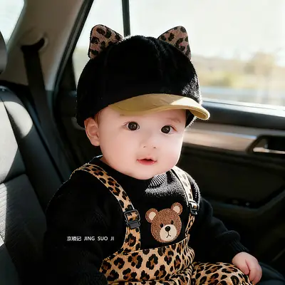 Baby Cat Ears Leopard Print Winter Hat