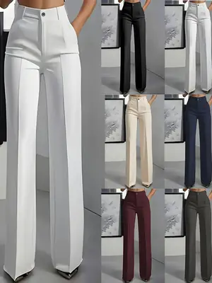 White Wide Leg Pants High Waist Drape Suit 2025