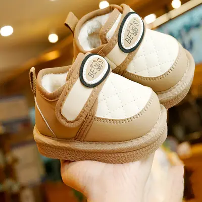 Toddler Shoes Winter Velvet Thickeneded Beginner Baby Shoes 1-2 Years Old Baby Shoes Soft Sole Anti-Ski Boots