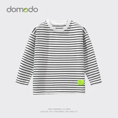 Girls Striped Cotton T-Shirt Round Neck Spring Boys