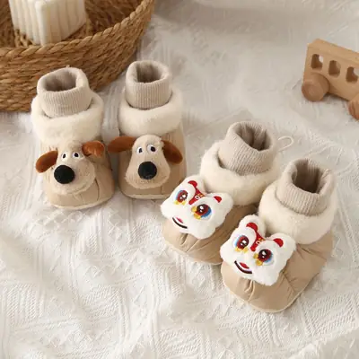 Baby Soft Sole Shoes Infant Shoes Baby Thickened Shoes Socks New Chinese Style Cartoon Cute Newborn 0-3-6-12 Months