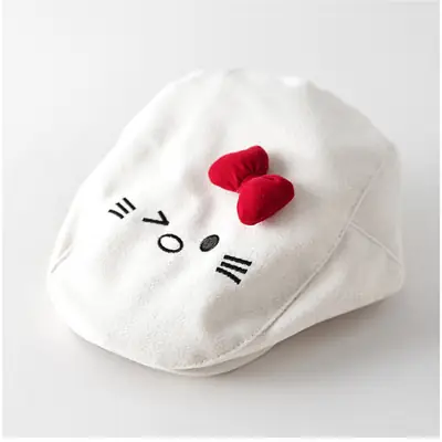 Women Woolen Cat Bow Cap Brown Face Show