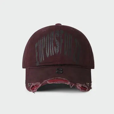 Maroon 3D Letter Print Baseball Cap with Duckbill Design