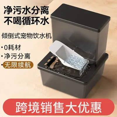 Pet Water Fountain, Cat Circulating Flowing Water Bowl, Dog Unplugged Tilting Automatic Water Dispenser for Kittens