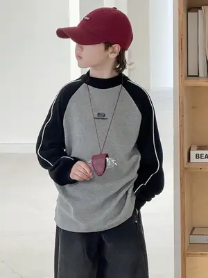 Children's Long Sleeve T-Shirt Grey Black 2025