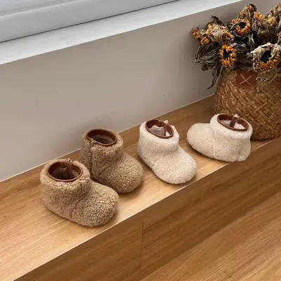 New Baby Girl Snow Boots Soft Sole Thickened Toddler Shoes Winter Boys Plus Plush Fur Shoes Baby Cotton Shoes