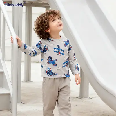 Kids Flying Plane T-Shirt Grey Medium Small