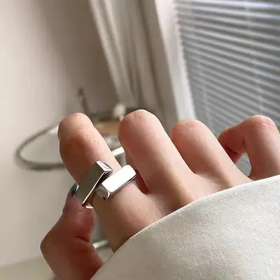 Staggered Rectangular Open Index Ring for Women