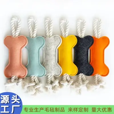 Cross-Border Pet Toys Chewing Toys Ready-Made Felt Bone-Shaped Dog Portable Teething Bone Stick