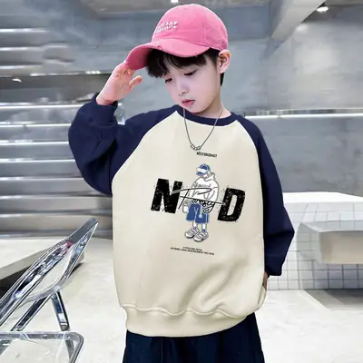 Children's Velvet T-Shirt MDD Graphic Boys Warm Sweatshirt