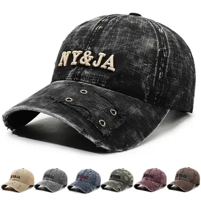 Washed Retro Letter Baseball Cap for Women Men