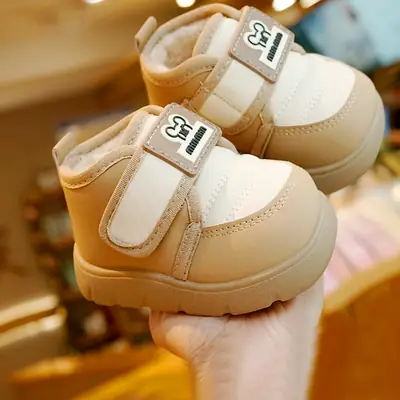 Toddler Shoes, Winter Velvet and Thickened Beginner Baby Shoes, Baby Shoes, Soft-Soled Anti-Ski Boots, Warm