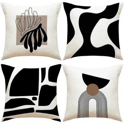Black & White Geometric Pillow Covers for Home Decor