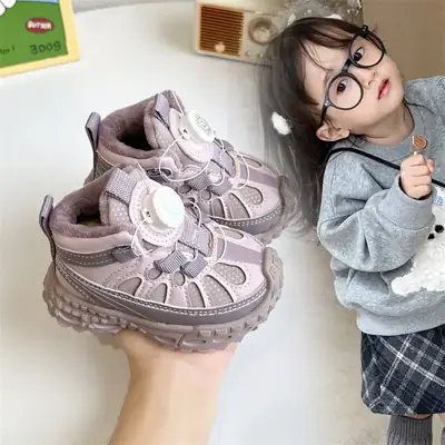 Baby Winter Velvet Shoes Black White Soft Soled