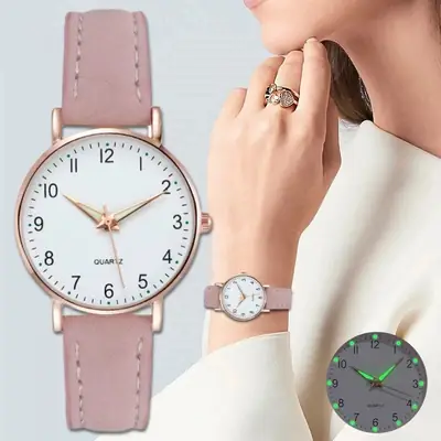 Women's Simple and Fashionable Quartz Watch, Small Fresh Luminous Watch, Female Student's High-End Frosted Strap Ultra-Thin Watch