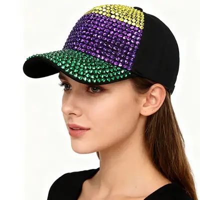 Rainbow Rhinestone Baseball Cap for Men Women