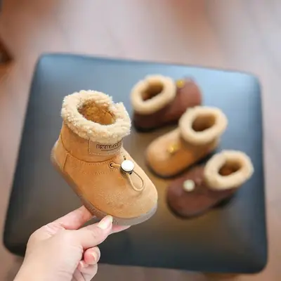 Baby Snow Boots Winter Cotton Boots for Boys and Girls 0-1-3 Years Old Gaobang Short Boots Cashmere Fleece-Lined Warm Shoes