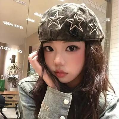 Women American Retro Camouflage Cap Winter Beret Sweet Cool Style