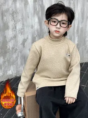Boys Fleece Turtleneck Winter Top Beige