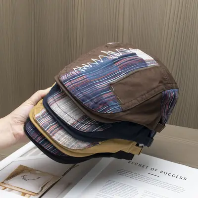 Vintage British Beret Patchwork Cap for Women Men