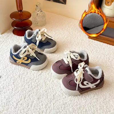 Winter New Velvet Moral Training Shoes for Boys and Girls Toddler Shoes 0 to 1-3 Years Old Baby Warm Outer Cotton Shoes