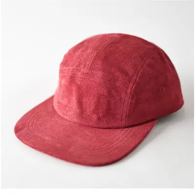 Men's Grey Suede Baseball Cap 5 Panel Flat Brim
