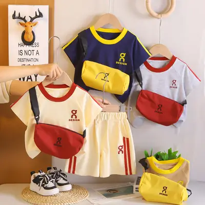 2026 Boys T-Shirt Shorts Bag Set Summer Clothes