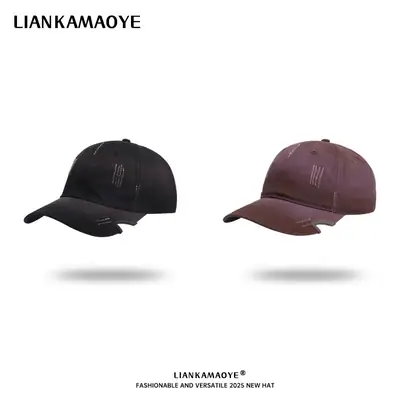 Korean Style Baseball Cap Retro Japanese Versatile English Small Leather Label Hat Versatile Casual Soft Top Duckbill Cap