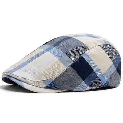 Women Plaid Beret Peaked Cap Summer Hat