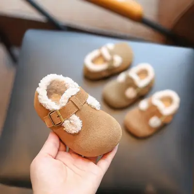 Baby Girl Birkenstock Shoes Winter Fleece-Lined Kidsren's Cotton Shoes Soft Sole Baby Toddler Shoes Girls Furry Shoes Boys Shoes