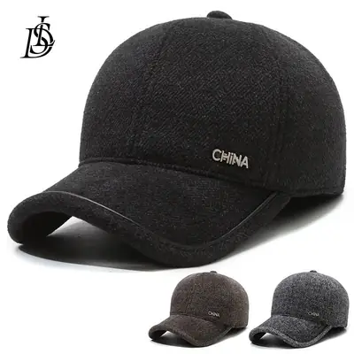 Winter Men's Grey Fleece Cap with Metal Buckle
