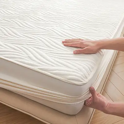 Class a Raw Cotton Waterproof Fitted Sheet, Urine and Dirt Barrier, Machine Washable Simmons Mattress Protector, All-Inclusive Dustproof Bed Cover