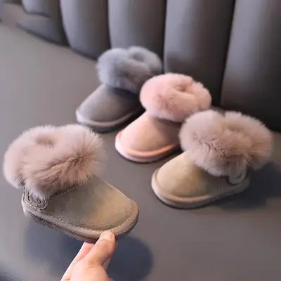 Baby Fleece Lined Winter Slippers Pink 1-2Yrs