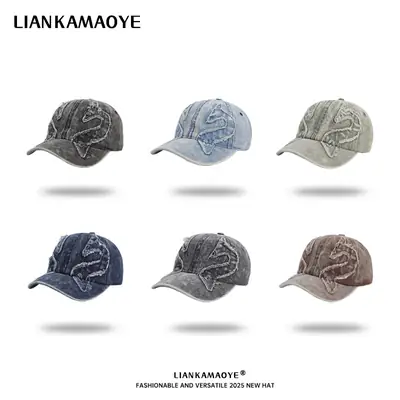 Washed Vintage Denim Baseball Cap for Men Women