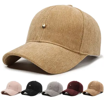 Maroon Herringbone Baseball Cap with Embroidery