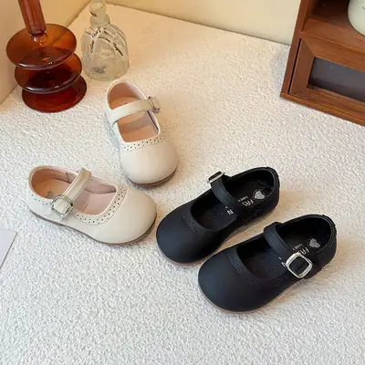 Children's Soft-Soled Fashionable Small Leather Shoes 2025 Spring & Fall New Baby Toddler Shoes Retro Versatile Casual Princess Shoes