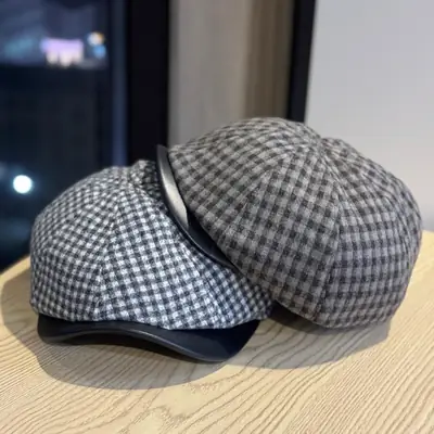 Japanese Plaid Cap Women Winter Casual Forward