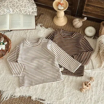 Children's Striped Thermal Top Winter Base Layer
