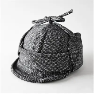 Men Winter Tie Ear Hat with Duckbill Cap