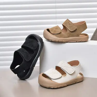 Anti-Collision Baby Shoes, Simple Baby Girl's Toe-Cap Sandals, Toddler Shoes, Baby Soft-Soled Boys' Beach Shoes - Years Old