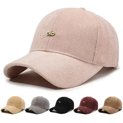 Men Women Outdoor Baseball Cap with Fishbone Pattern