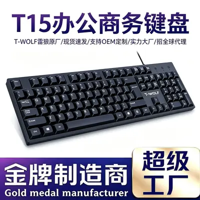 T-Wolf Thunder Wolf T15 Keyboard Wired Office Business Notebook Desktop Universal USB Keyboard Factory Wholesale