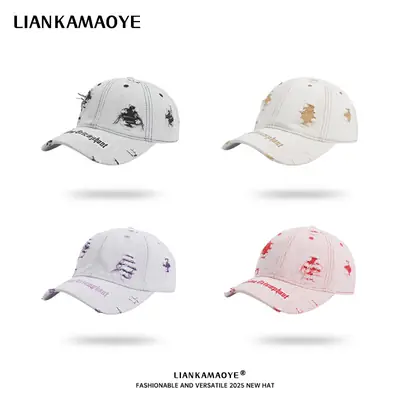 Light Gray Peaked Cap for Women with American Flag Design