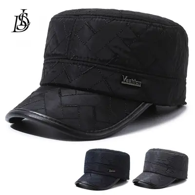 Winter Quilted Duckbill Cap for Men Black