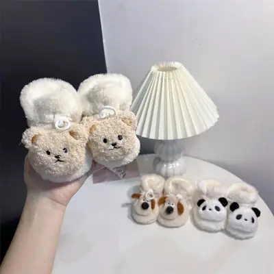 Baby Winter Shoes and Socks 0-1 Years Old Male and Female Baby Pre-Step Shoes 6-12 Months Fleece-Lined Thickeneded Soft Sole Non-Falling Cotton Shoes