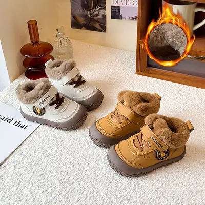 Baby Toddler Shoes, Kidsren's Velvet Sneakers, Girls' Winter Baby Shoes, Boys' Casual Sneakers, Soft Soles and Warm